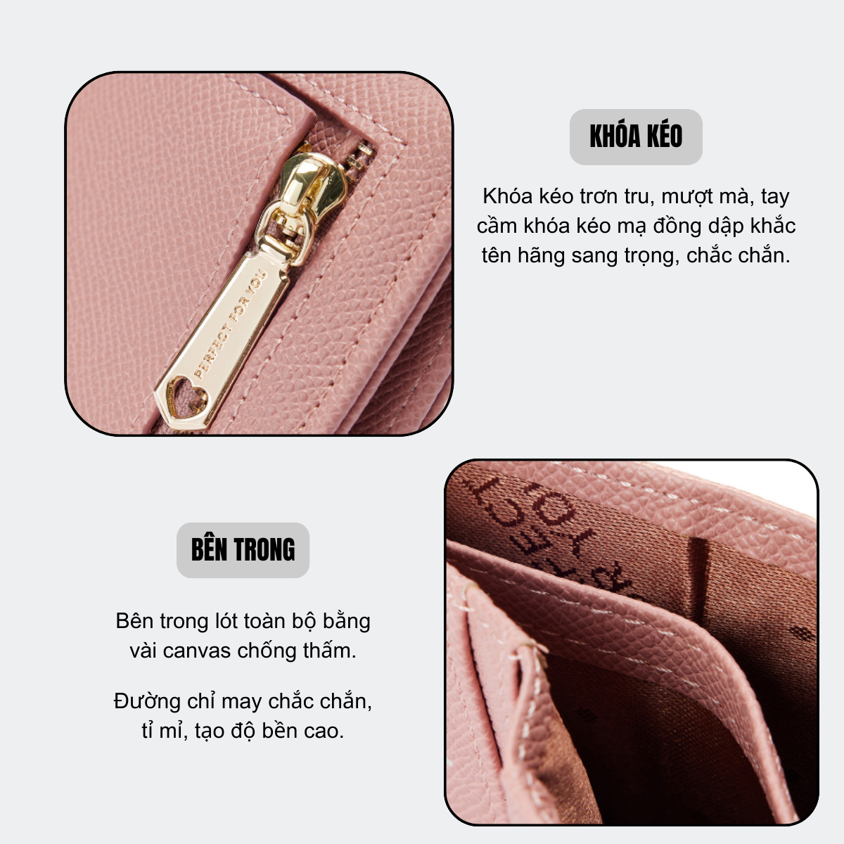 Ví Nữ Ngắn Mini PERFECT FOR YOU PFY56 màu trắng