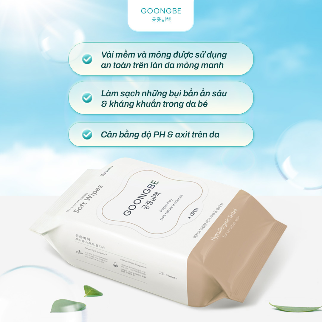 Mô tả Khăn Ướt Cho Bé Sơ Sinh GOONGBE Primmune Soft Wipes - 1