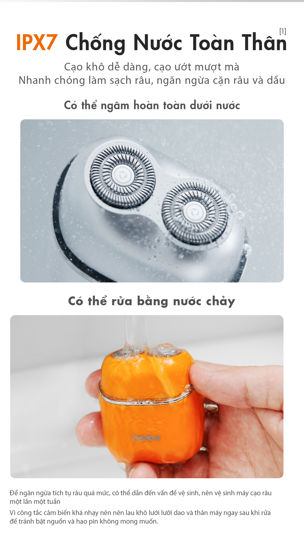 Mô tả Máy cạo râu thông minh Gaabor ER-T01 đầu cạo 3D ôm vòng, chống nước IPX7 nhỏ gọn dễ dàng mang đi - 11