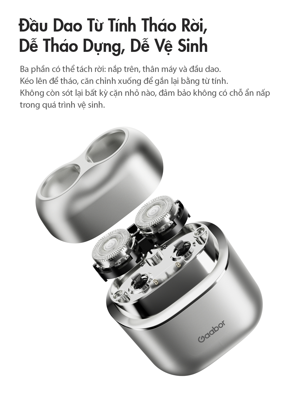Mô tả Máy cạo râu thông minh Gaabor ER-T01 đầu cạo 3D ôm vòng, chống nước IPX7 nhỏ gọn dễ dàng mang đi - 4