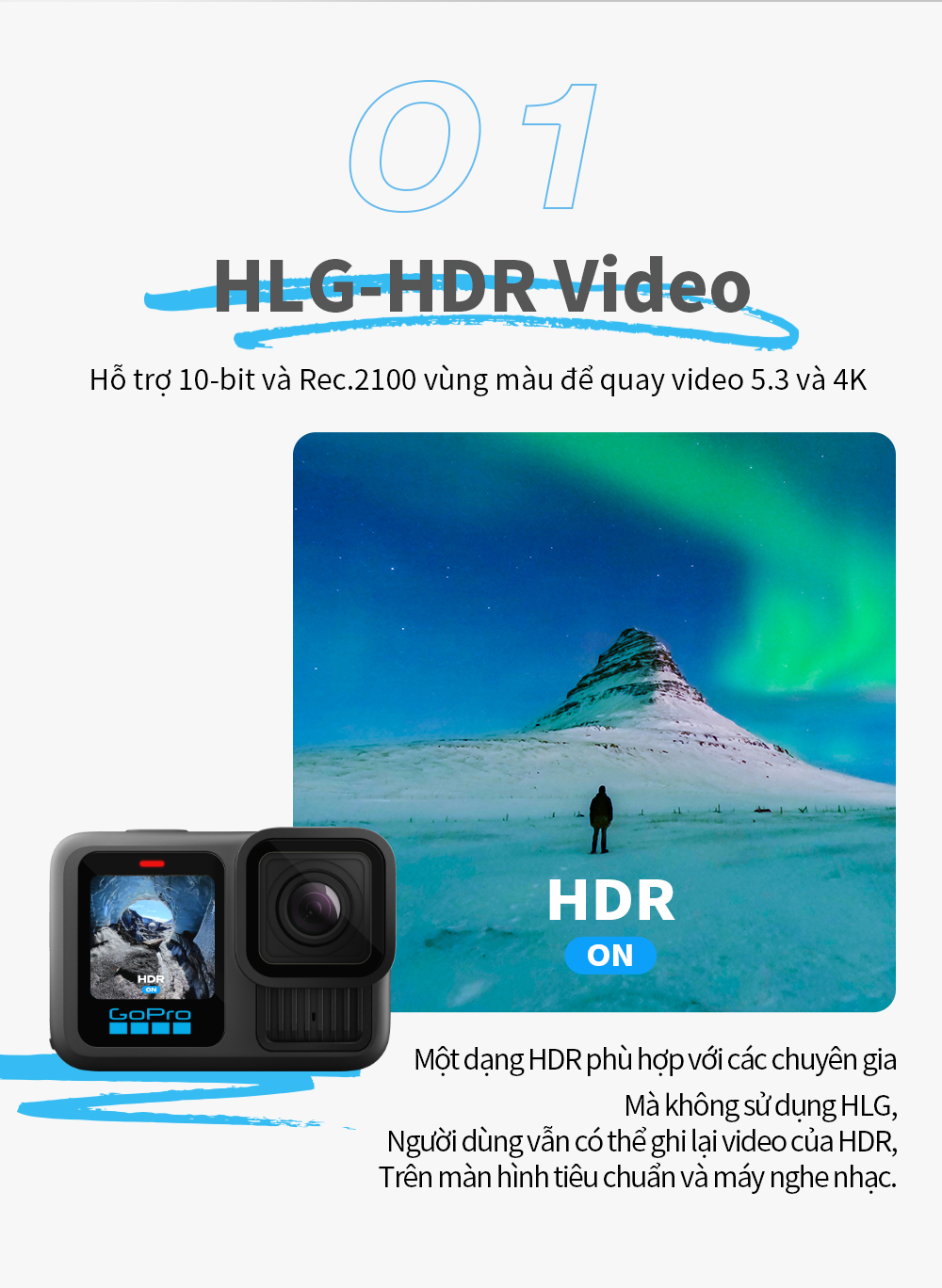 Mô tả GoPro HERO13 Black + Accessories Bundle Camera hành động chống nước, Video 5.3K, HyperSmooth 6.0 - 2