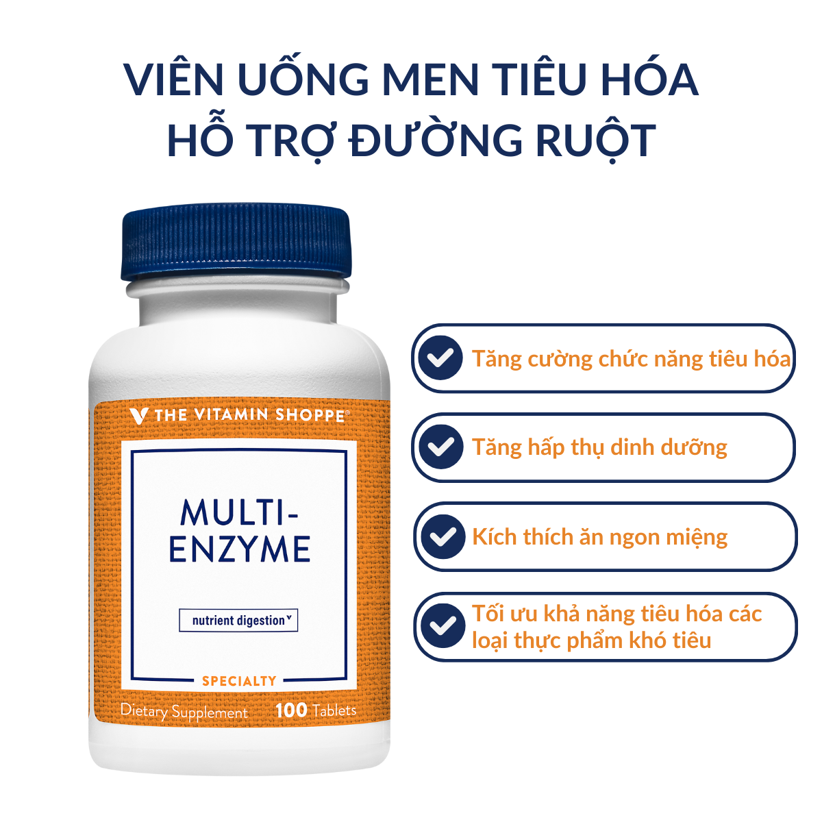 Mô tả Men tiêu hóa hỗ trợ đường ruột The Vitamin Shoppe Multi-Enzyme 100 viên - 1