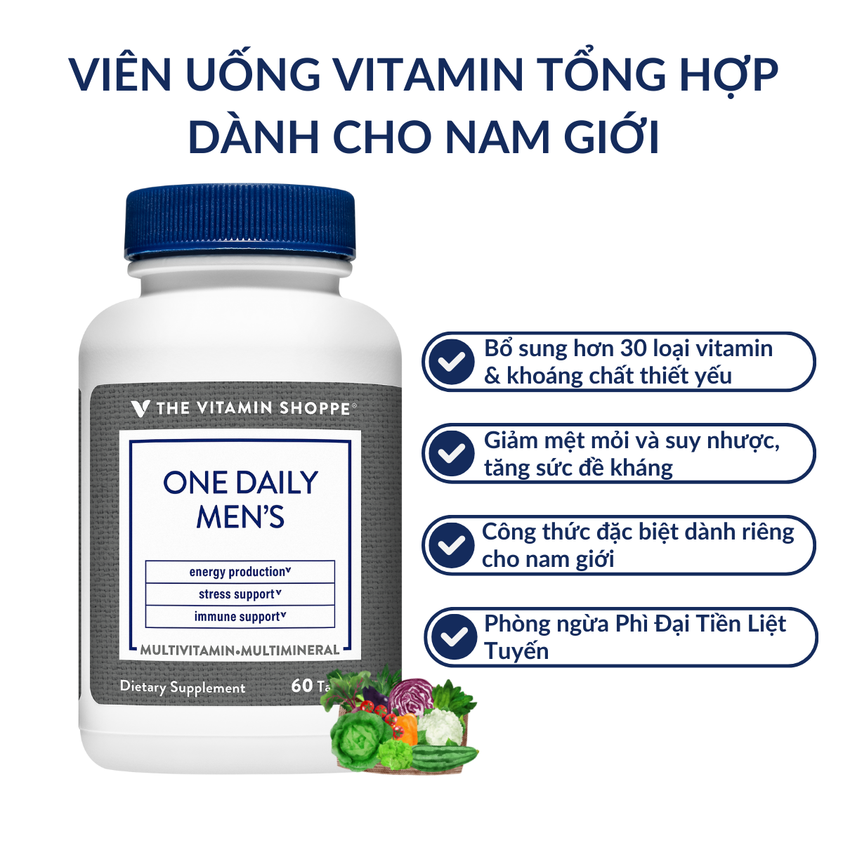 Mô tả Viên Uống Vitamin Tổng Hợp Dành Cho Nam Giới THE VITAMIN SHOPPE ONE DAILY MEN'S 60/180 viên - 1