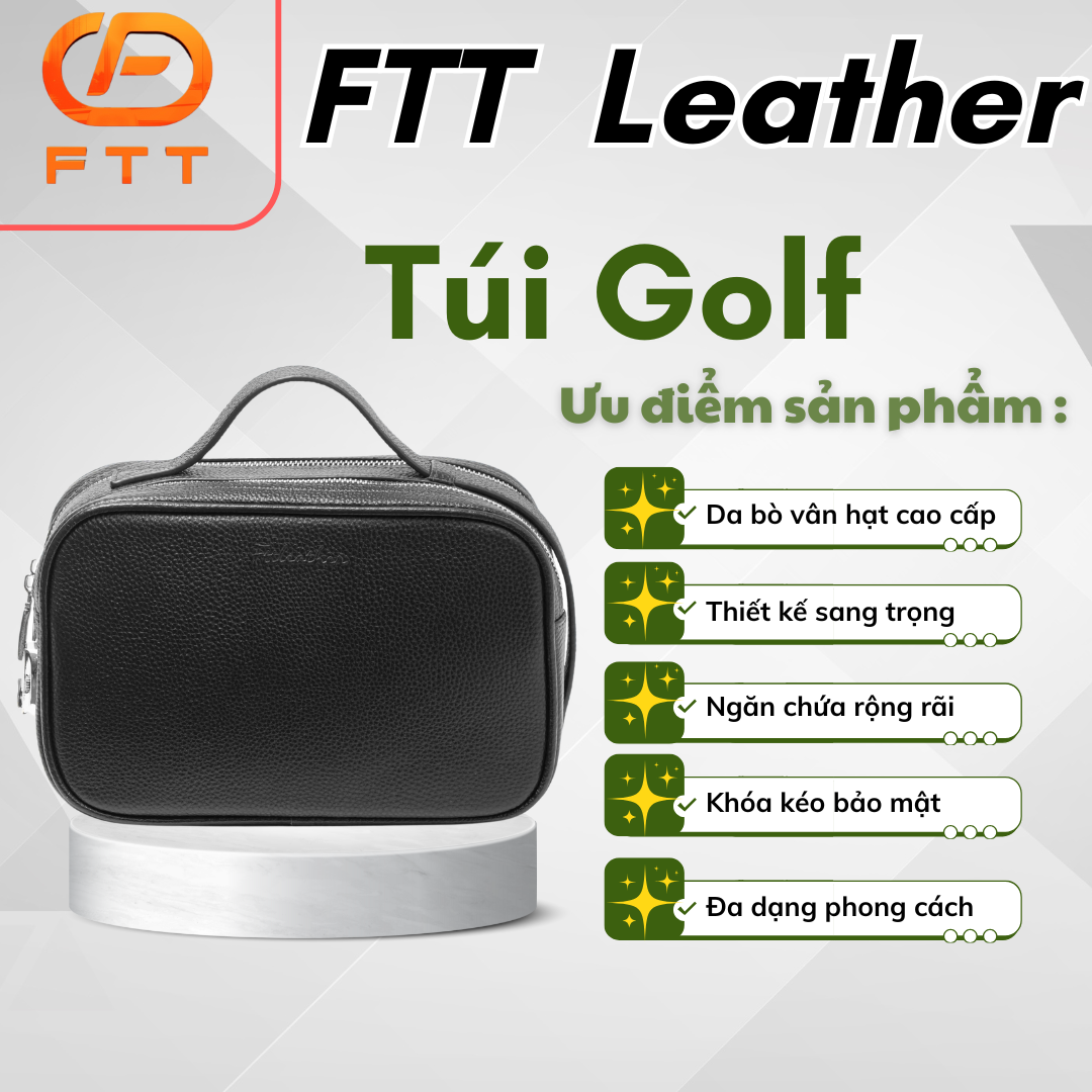 Mô tả Túi cầm tay nam kết hợp đeo chéo Golf FTT Da bò 2 ngăn khóa kéo và khóa số kích thước 25.5x15x9cm - 1