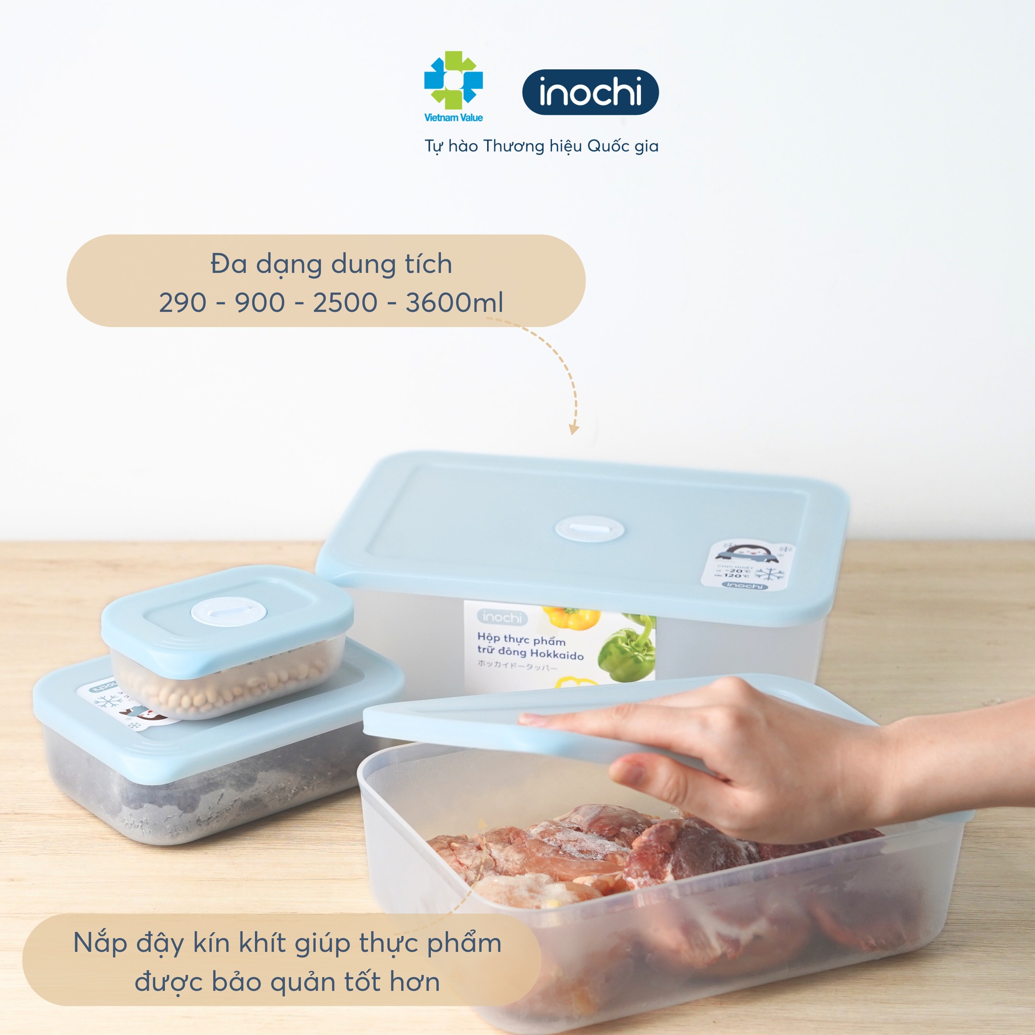 Bộ 7 hộp TRỮ ĐÔNG Inochi (4 hộp 290ml, 2 hộp 900ml, 1 hộp 3600ml) Bảo ...