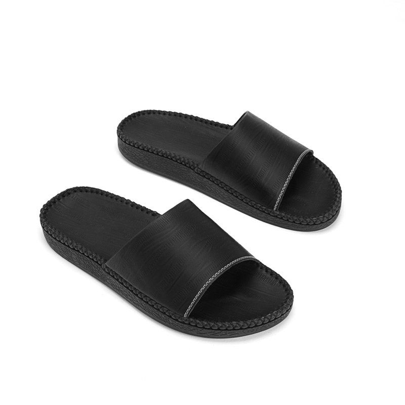 Mô tả Dép Quai Ngang Big Size Nam Genki Màu Đen Đế Cao Su Chống Trơn Trượt Đế Bằng - 1