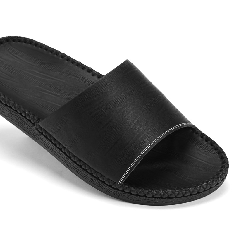 Mô tả Dép Quai Ngang Big Size Nam Genki Màu Đen Đế Cao Su Chống Trơn Trượt Đế Bằng - 5