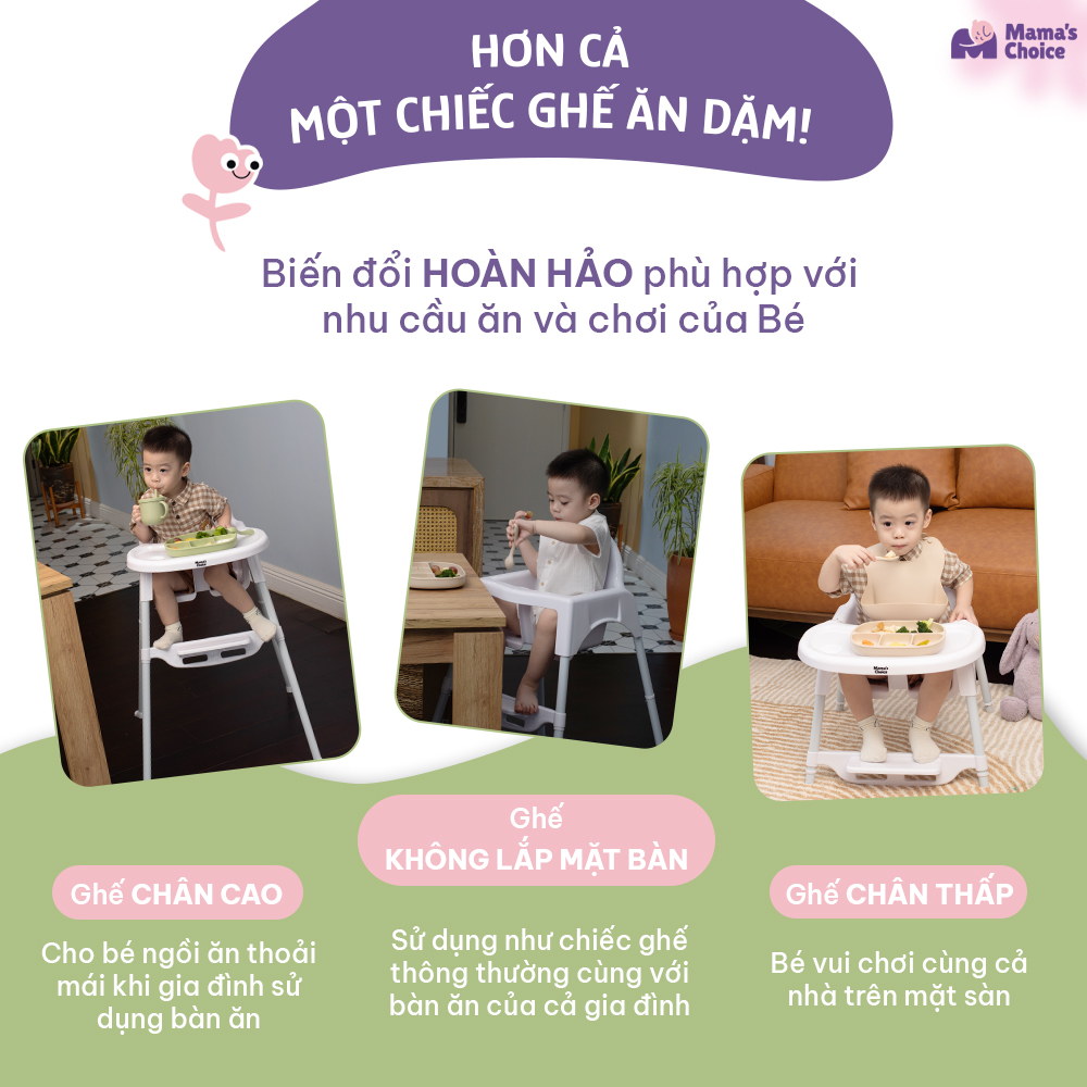 Mô tả Ghế Ăn Dặm Mama's Choice, Ghế Cho Bé Tập Ăn Dặm, Kiểu Dáng Chắc Chắn Dễ Tháo Lắp và Vệ Sinh - 5