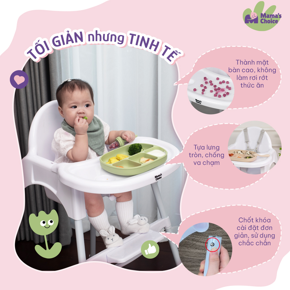 Mô tả Ghế Ăn Dặm Mama's Choice, Ghế Cho Bé Tập Ăn Dặm, Kiểu Dáng Chắc Chắn Dễ Tháo Lắp và Vệ Sinh - 7