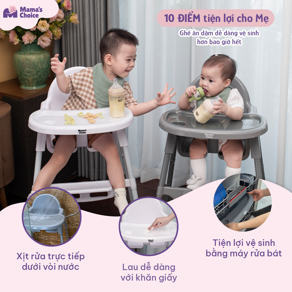 Mô tả Ghế Ăn Dặm Mama's Choice, Ghế Cho Bé Tập Ăn Dặm, Kiểu Dáng Chắc Chắn Dễ Tháo Lắp và Vệ Sinh - 9
