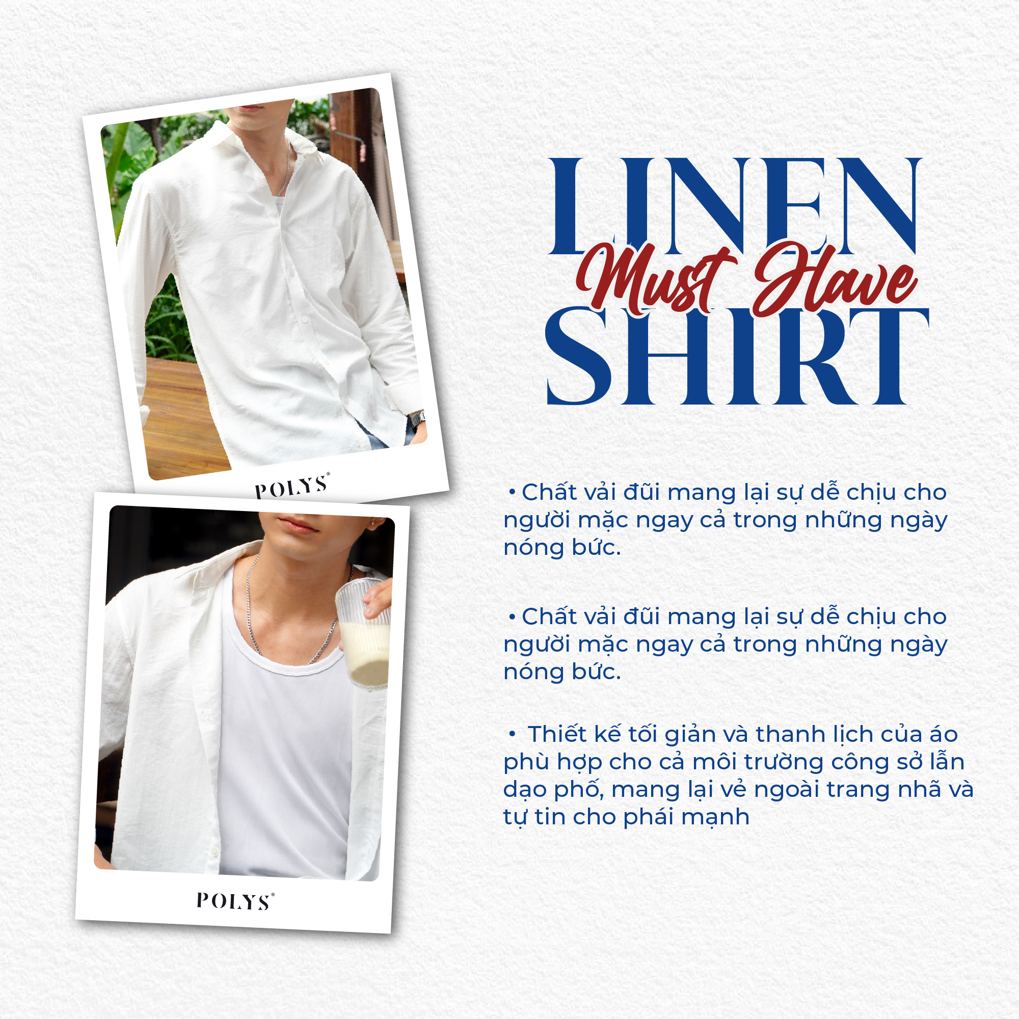 Mô tả Áo sơ mi đũi POLYS Dài Tay Fullbox, vải Đũi Tơ co giãn, thoáng khí Sơ mi đũi nam dài tay LINEN SHIRT - 4