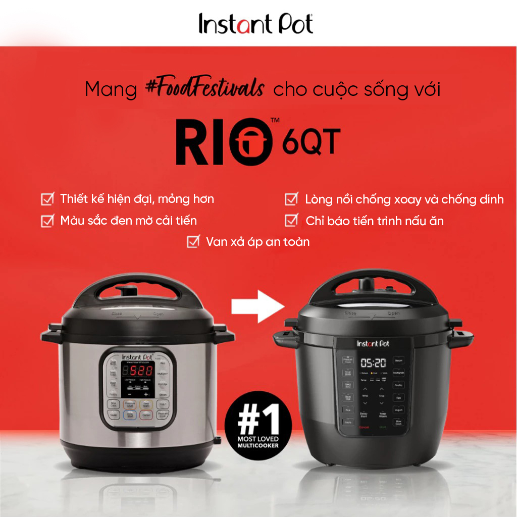 Mô tả Nồi áp suất điện đa năng Instant Pot RIO 60 5,7L - Công suất 1000W - 1
