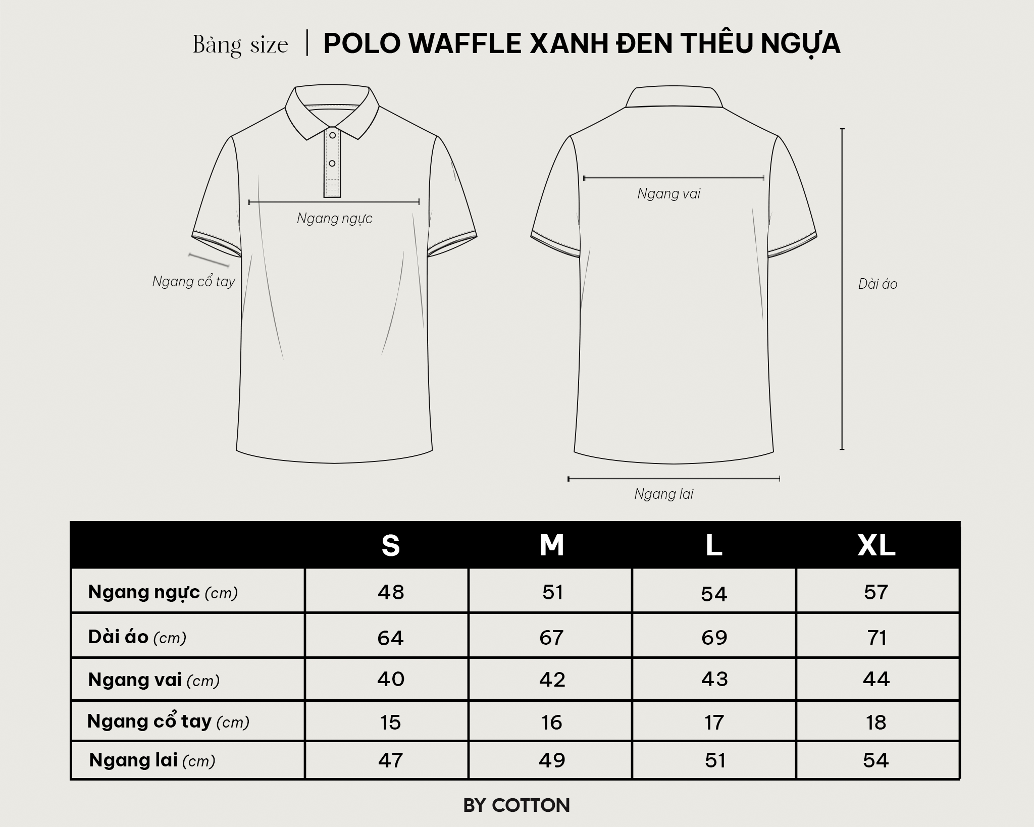 Mô tả Áo Thun Polo Nam Cao Cấp Waffle 2 Màu Trắng - Xanh Đen Thêu Ngựa BY COTTON - 7