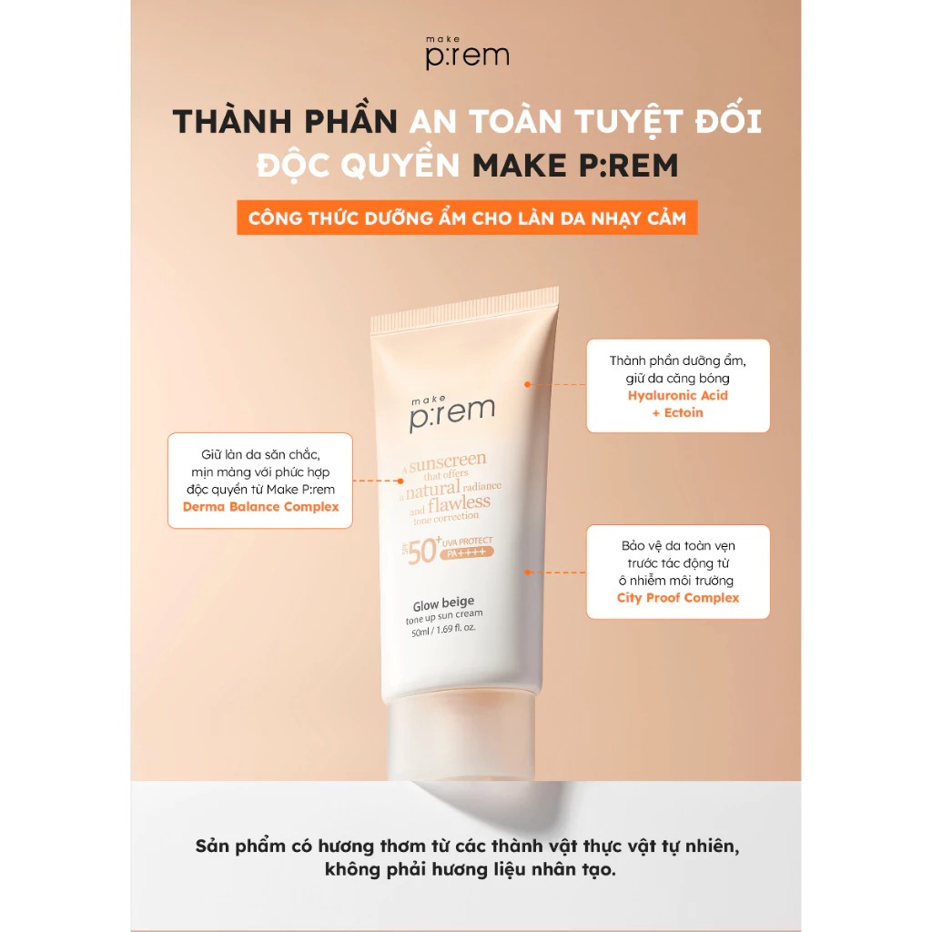 Mô tả Kem Chống Nắng Vật Lý Make Prem UV defense me Calming Cream Make P:rem 50ml - 7