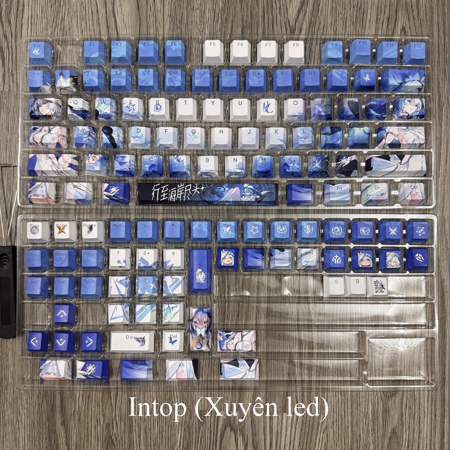 Keycap Wuthering Waves Shorekeeper thick PBT xuyên led in dyesub 5 mặt ...