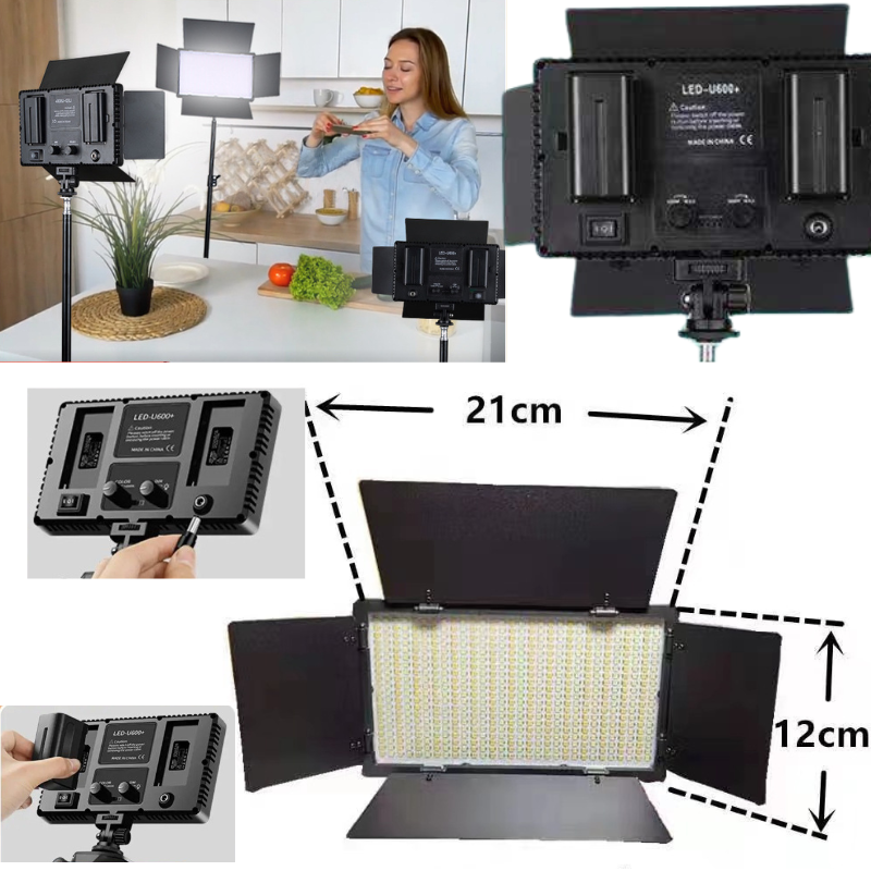 Đèn Pro Led U600 Kèm 2 pin rời hỗ trợ Studio chụp ảnh livestream quay ...