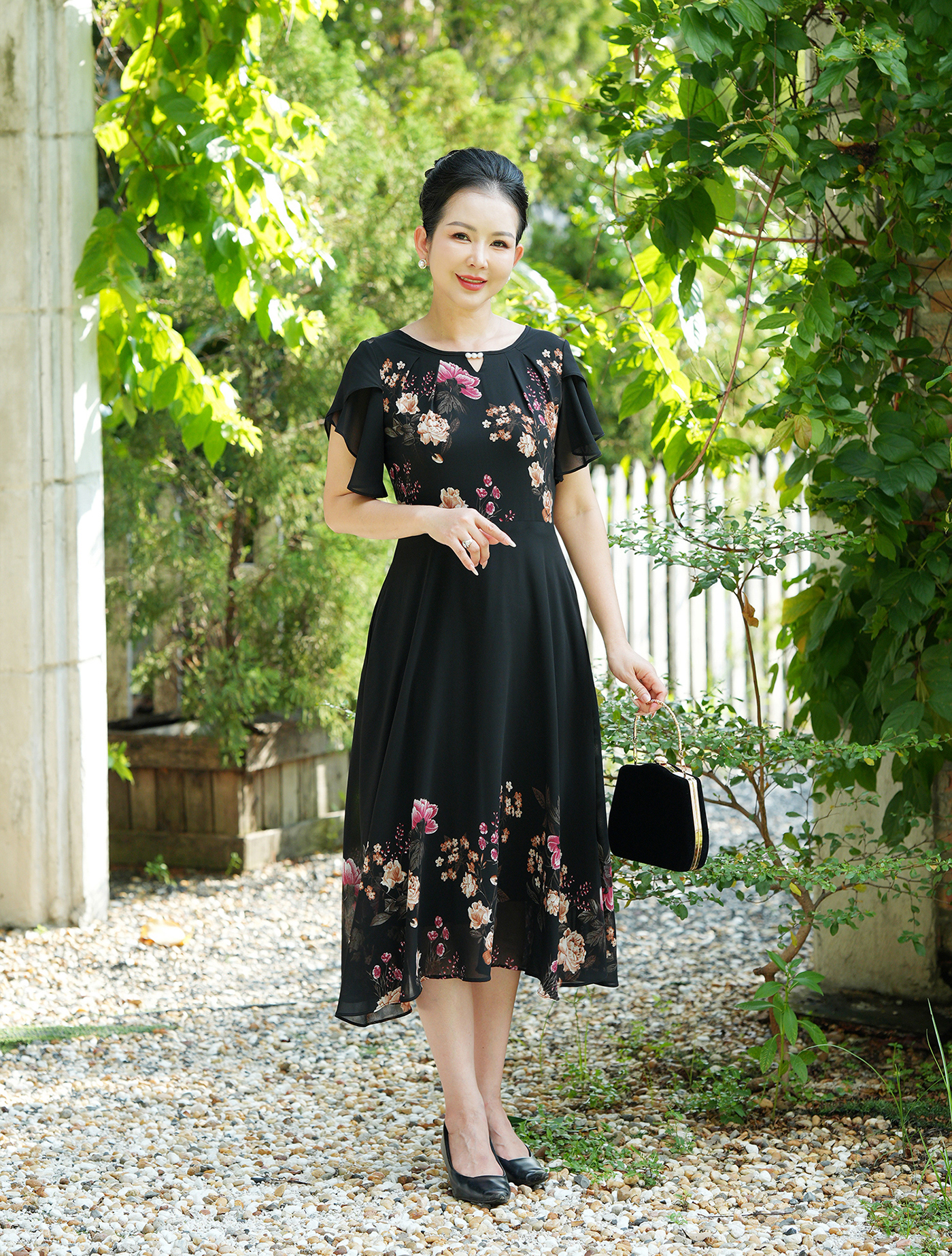 Mô tả GOTI - Đầm Xòe Dáng Dài Quý Bà Kiều Đầm Xòe Trung Niên Size Lớn In Hoa Có Size Cho Người Mập 3339 3254 - 7