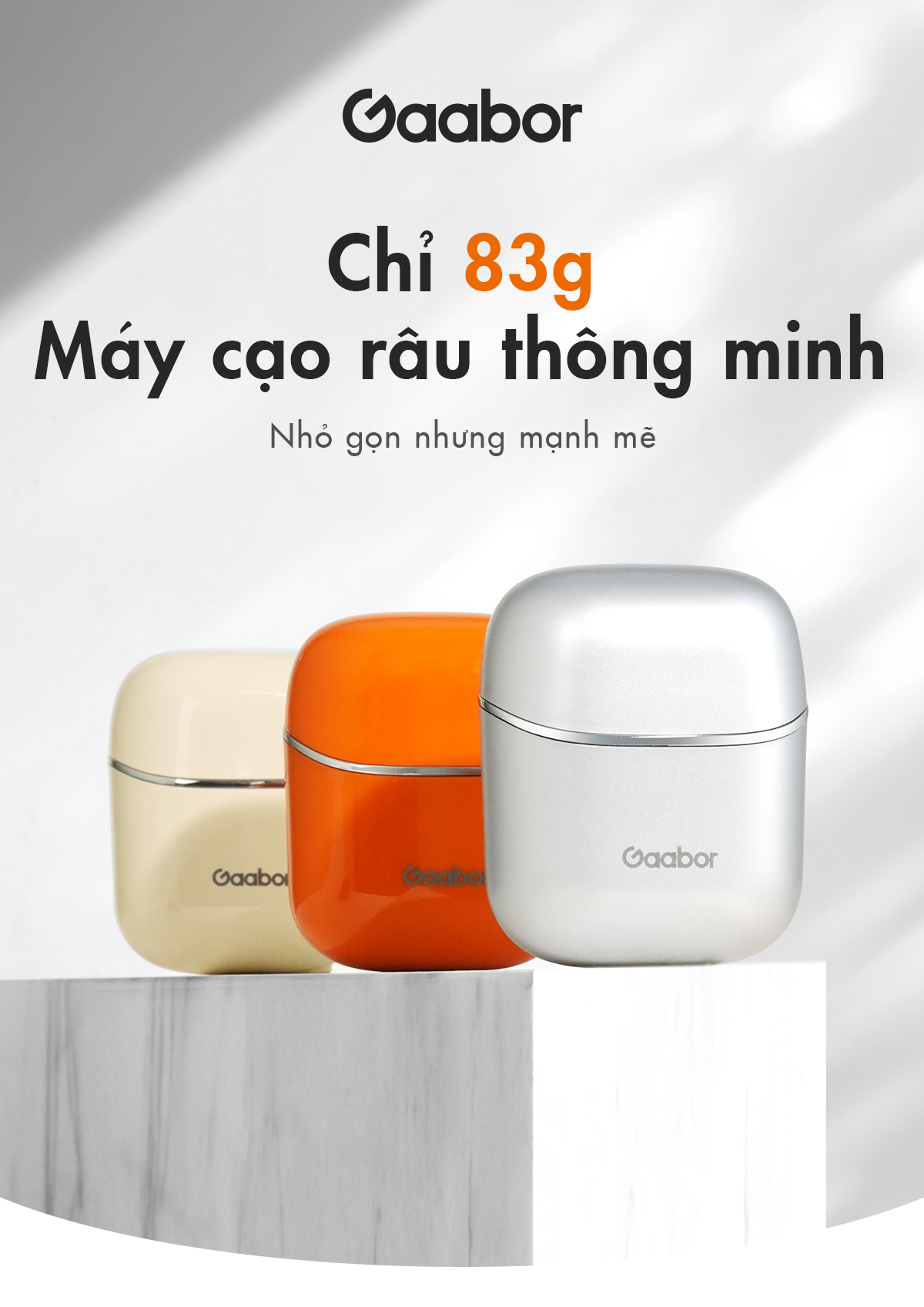 Máy cạo râu Gaabor ER-T01C màu BE đầu cạo 3D, chống nước IPX7, thiết kế nhỏ gọn, có kèm hộp làm quà | Shopee Việt Nam