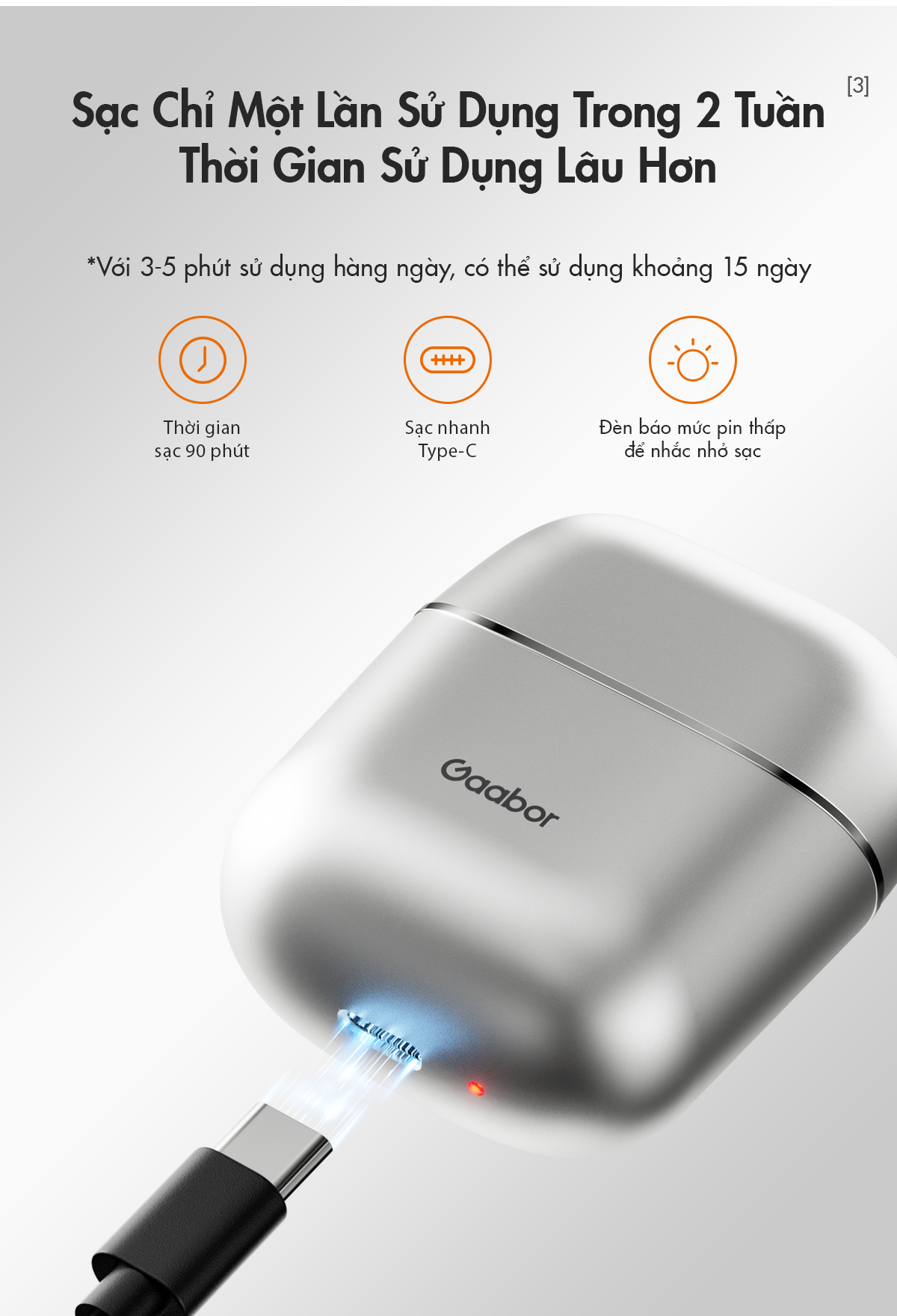 Máy cạo râu Gaabor ER-T01A màu Bạc 3D ôm vòng, chống nước IPX7, thiết kế nhỏ gọn kèm hộp làm quà