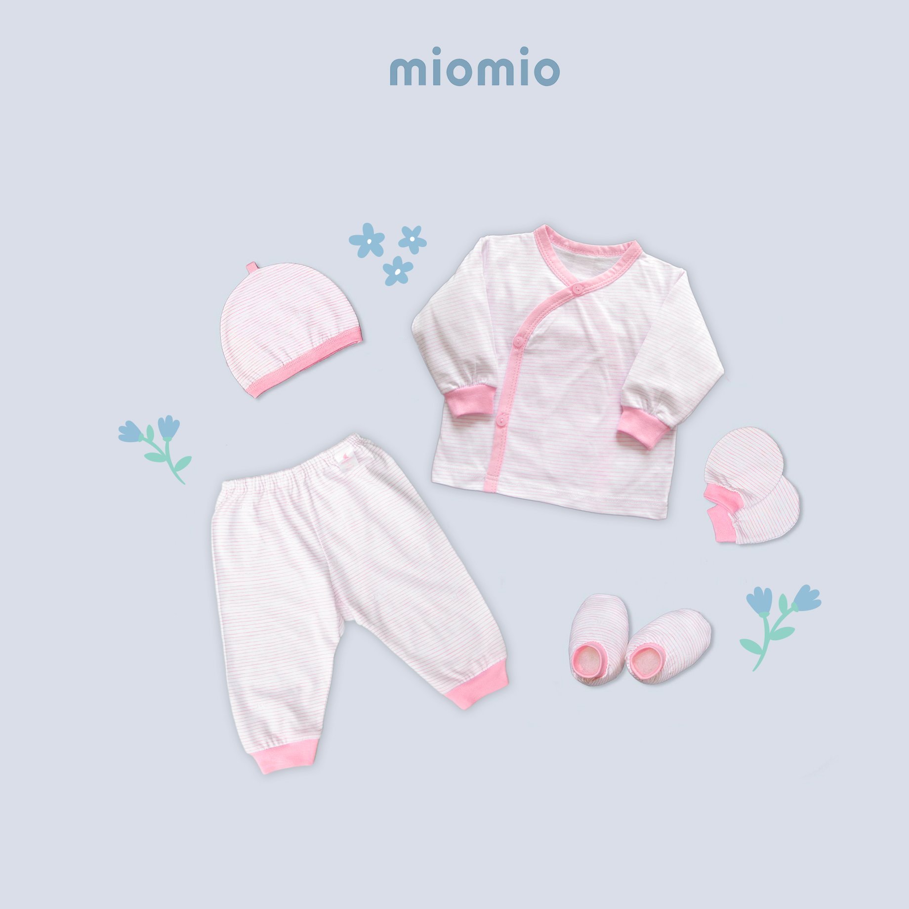 Mô tả Set 5 Món Đồ Dài Áo Cài Chéo Sơ Sinh MIOMIO - Cho Bé Trai, Bé Gái (Từ 0-3M), Vải Cotton - 2