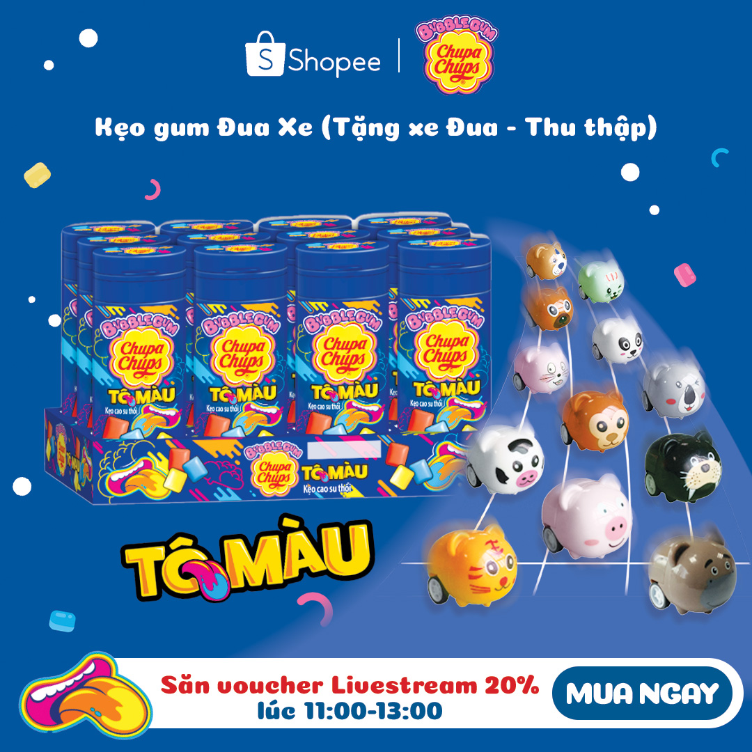 Mô tả Kẹo cao su thổi Chupa Chups Bubblegum Tô Màu lưỡi (Vỉ 12 Hộp) - 1