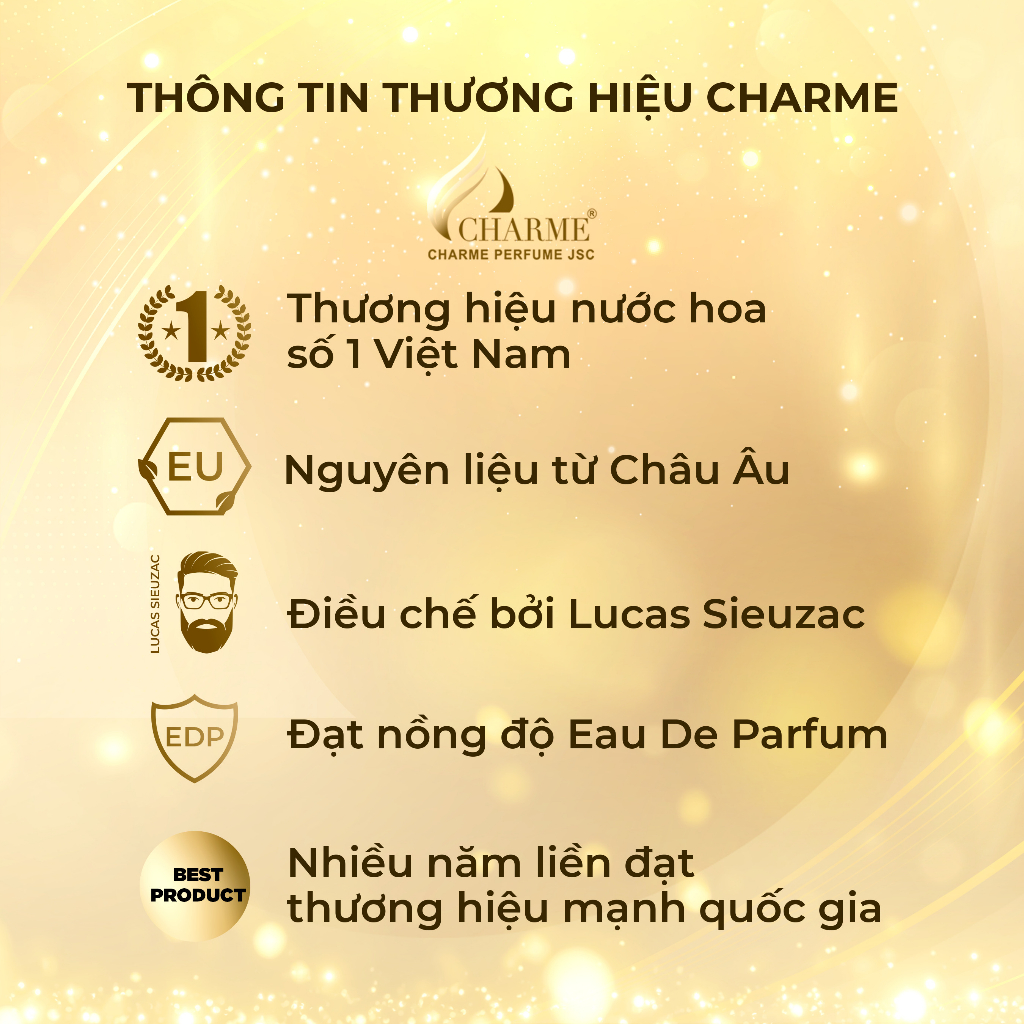 Mô tả Nước Hoa Nữ Thơm Lâu GOOD CHARME CHARM 50ml Quý Tộc, Sang Trọng Chính H - 3