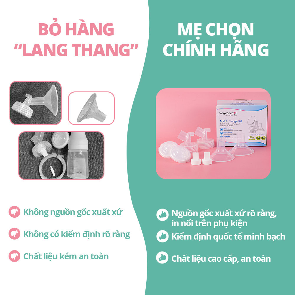Mô tả Bộ Phụ Kiện Máy Hút Sữa Dùng Bình Sữa Cổ Rộng Sản Xuất bởi Maymom, Tương Thích Máy Spectra-Avent-Fatz-Cimilre - 3