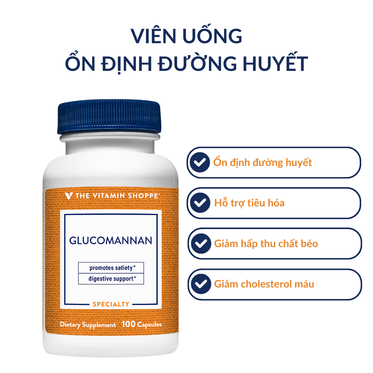 Mô tả VIÊN UỐNG ỔN ĐỊNH ĐƯỜNG HUYẾT THE VITAMIN SHOPPE GLUCOMANNAN - 1