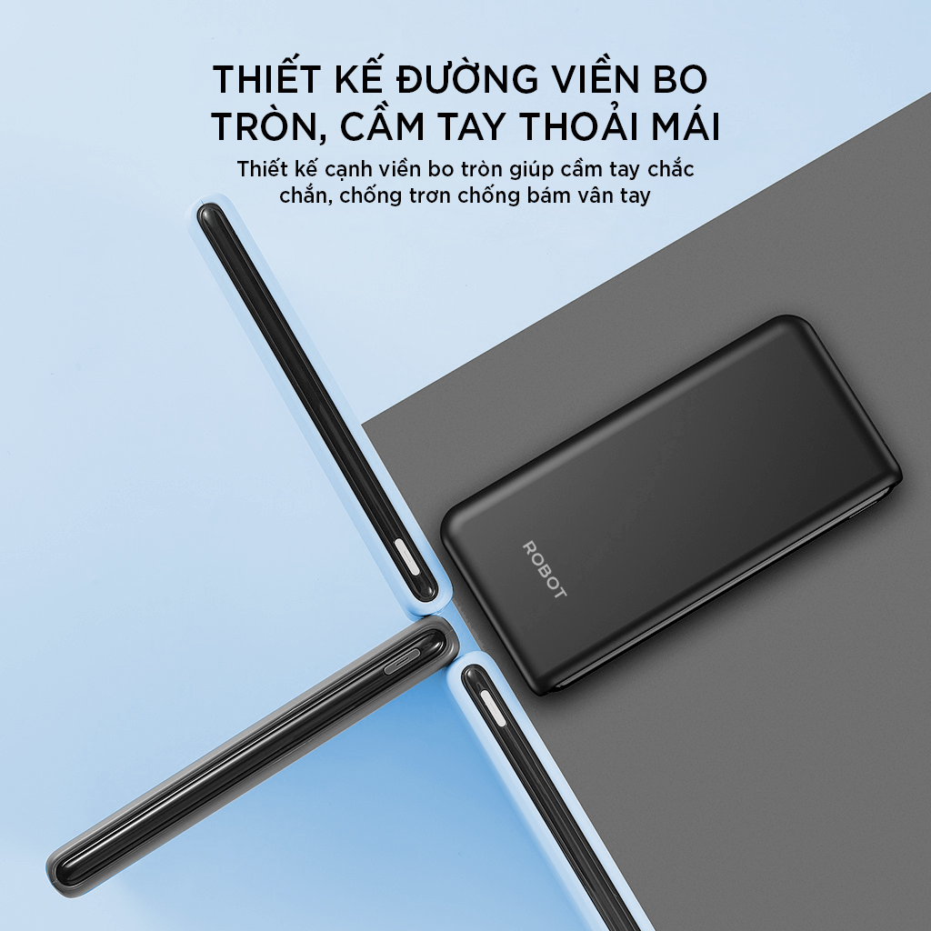 Mô tả Pin Sạc Dự Phòng 10000mAh ROBOT RT12 Có 2 Cổng Sạc Ra USB & 2 Cổng Sạc Vào Micro/Type-C Nhỏ Gọn Tiện Lợi - 3