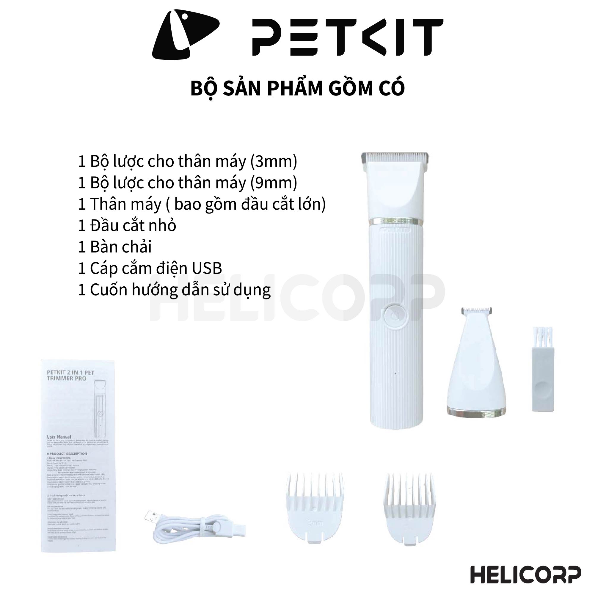 Mô tả Tông Đơ Cắt Tỉa Lông Thú Cưng PETKIT Pro 2in1 Căt Êm, Mạnh Mẽ, Pin Trâu Lên Đến 65 Phút - 2