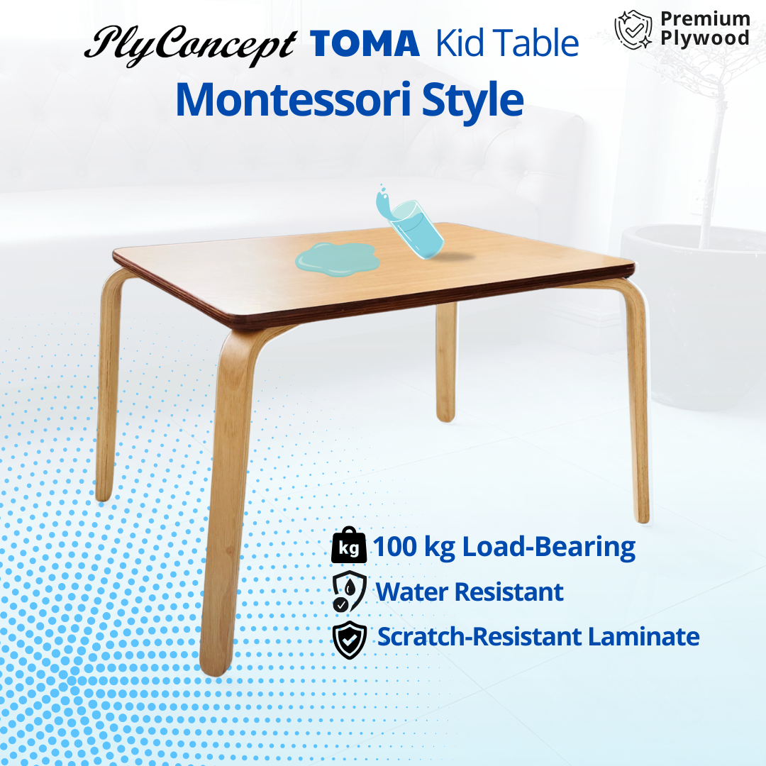 Mô tả Bàn Cho Bé, Bàn Học Trẻ Em, Bàn cho trường mẫu giáo Montessori - Plyconcept TOMA Kid Table - 1