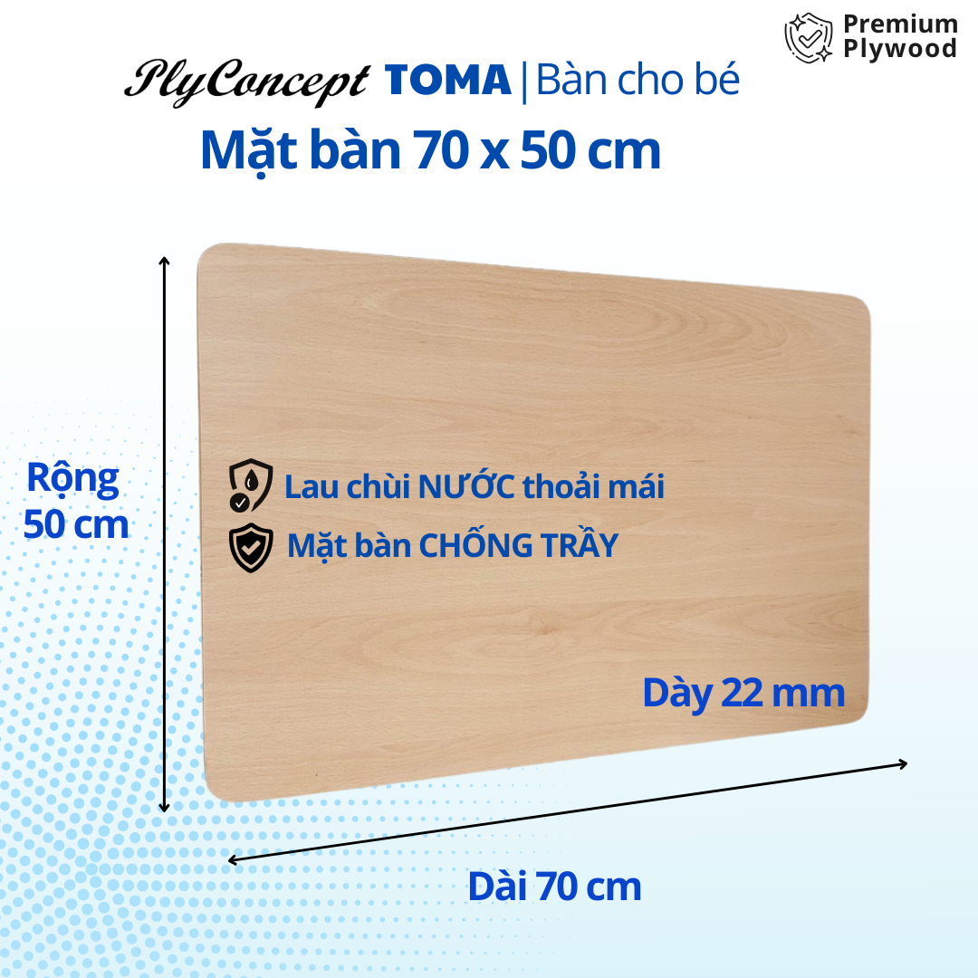 Mô tả Bàn Cho Bé, Bàn Học Trẻ Em, Bàn cho trường mẫu giáo Montessori - Plyconcept TOMA Kid Table - 2