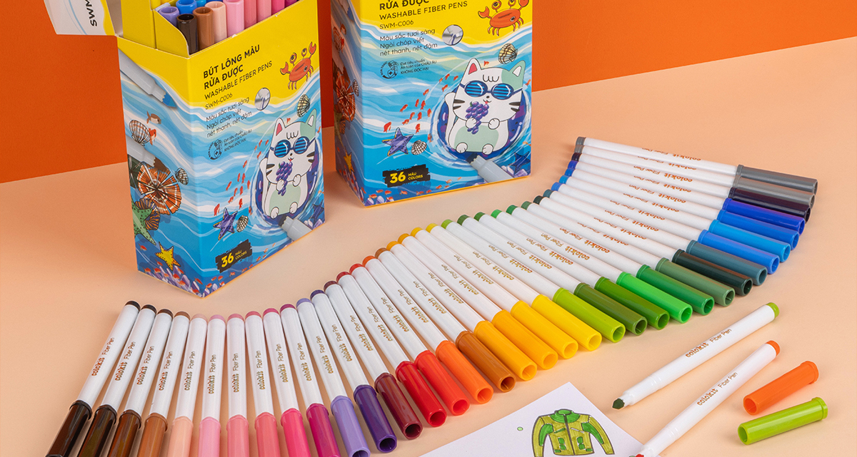 Mô tả Bút lông màu Fiber Pen Thiên Long Colokit - Có màu rửa được, ngòi bấm, đầu ngòi êm trơn, mực an toàn tiêu chuẩn Châu Âu - 2