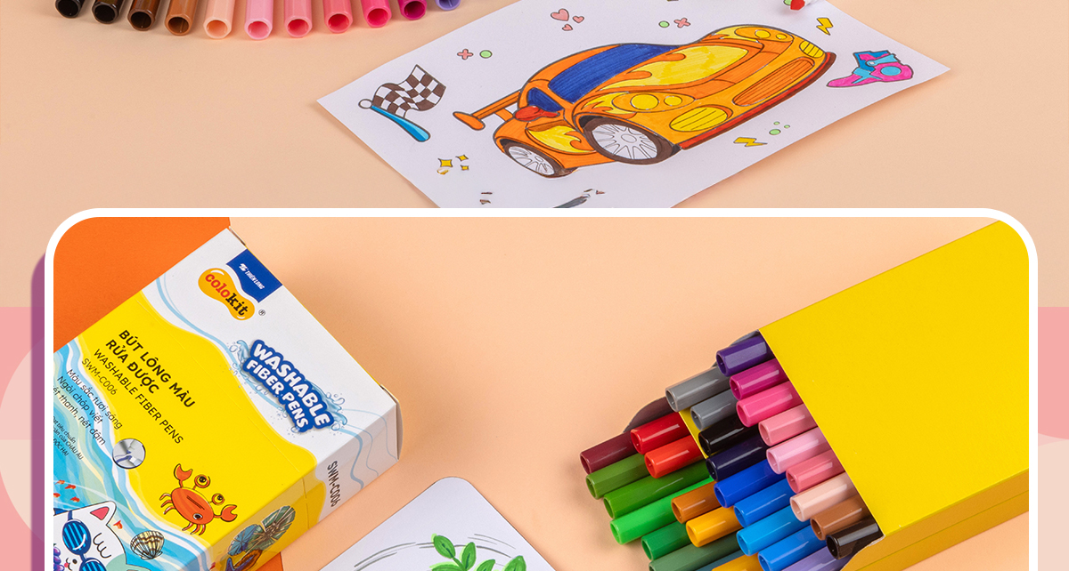 Mô tả Bút lông màu Fiber Pen Thiên Long Colokit - Có màu rửa được, ngòi bấm, đầu ngòi êm trơn, mực an toàn tiêu chuẩn Châu Âu - 3