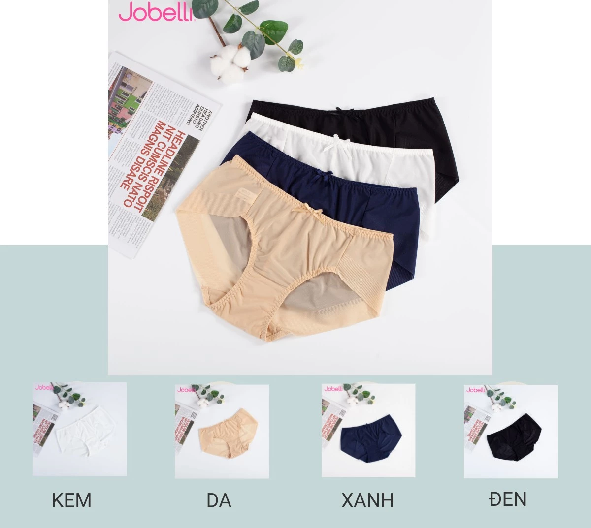 Mô tả Combo 2 Quần lót nữ không đường viền mông, lưng cao mềm mại thoải mái JOBELLI 1288 - 1