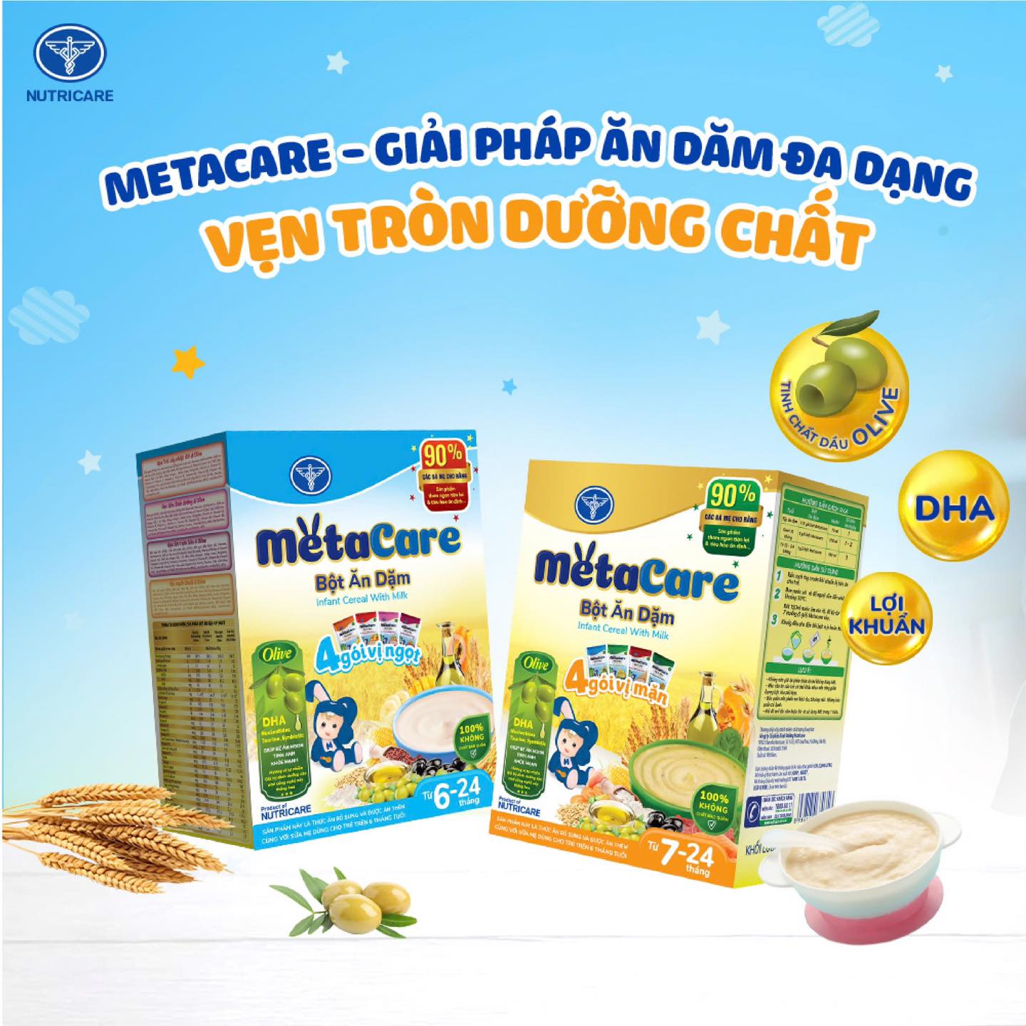 Mô tả Bột ăn dặm Nutricare Metacare đầy đủ 8 loại (200gr) - 1