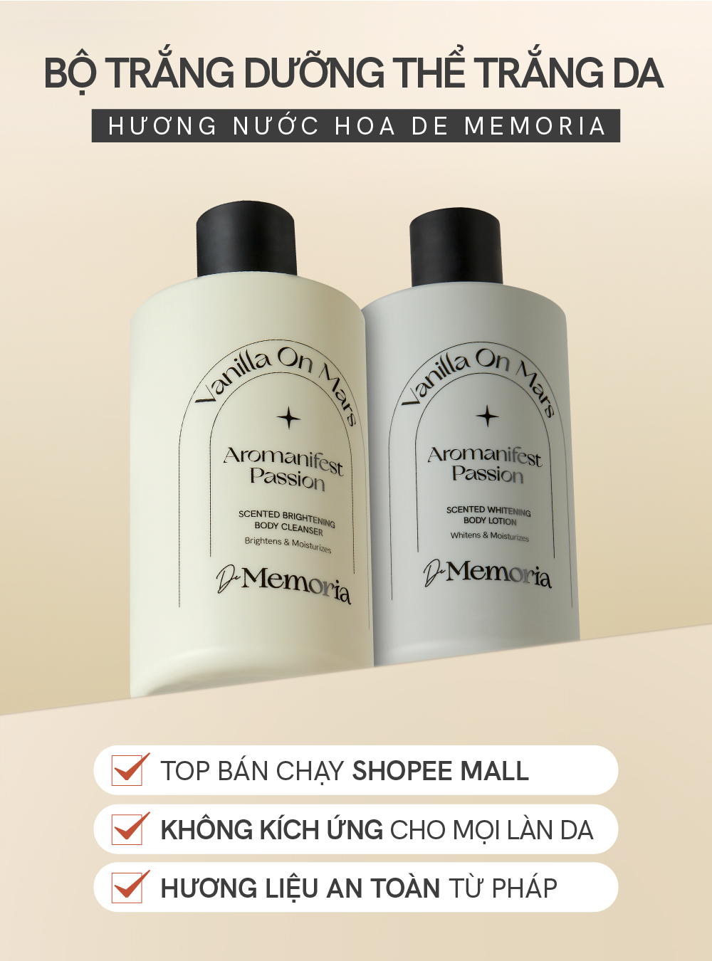 Mô tả Sữa Tắm Và Dưỡng Thể Trắng Da Hương Nước Hoa Thư Giãn De Memoria 300ml/chai - 1