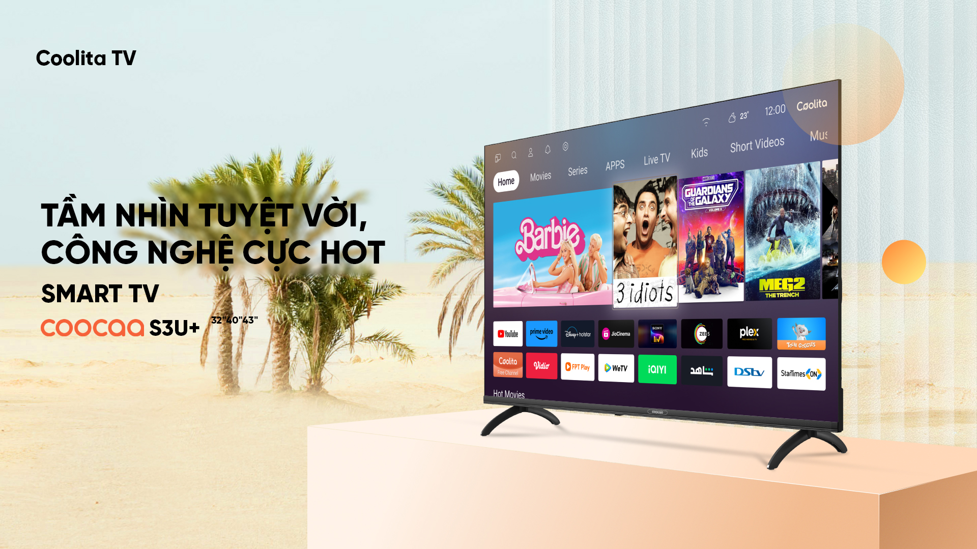 SMART Tivi FHD 43 Inch 43S3U+ Coocaa - Góc nhìn tổng thể