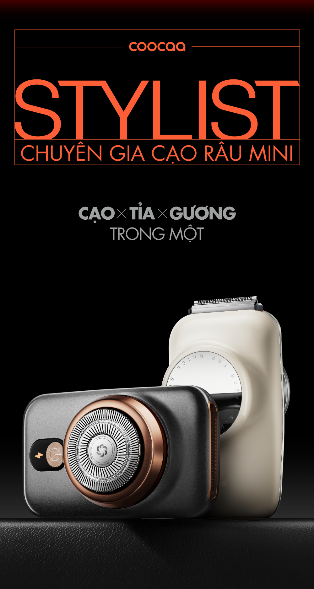 Mô tả Máy cạo râu coocaa Stylist KKZX011 - Chuyên Gia Cạo Râu Mini , Cạo - Tỉa - Gương Trong Một, Chống Nước IPX7 (hai màu) - 1
