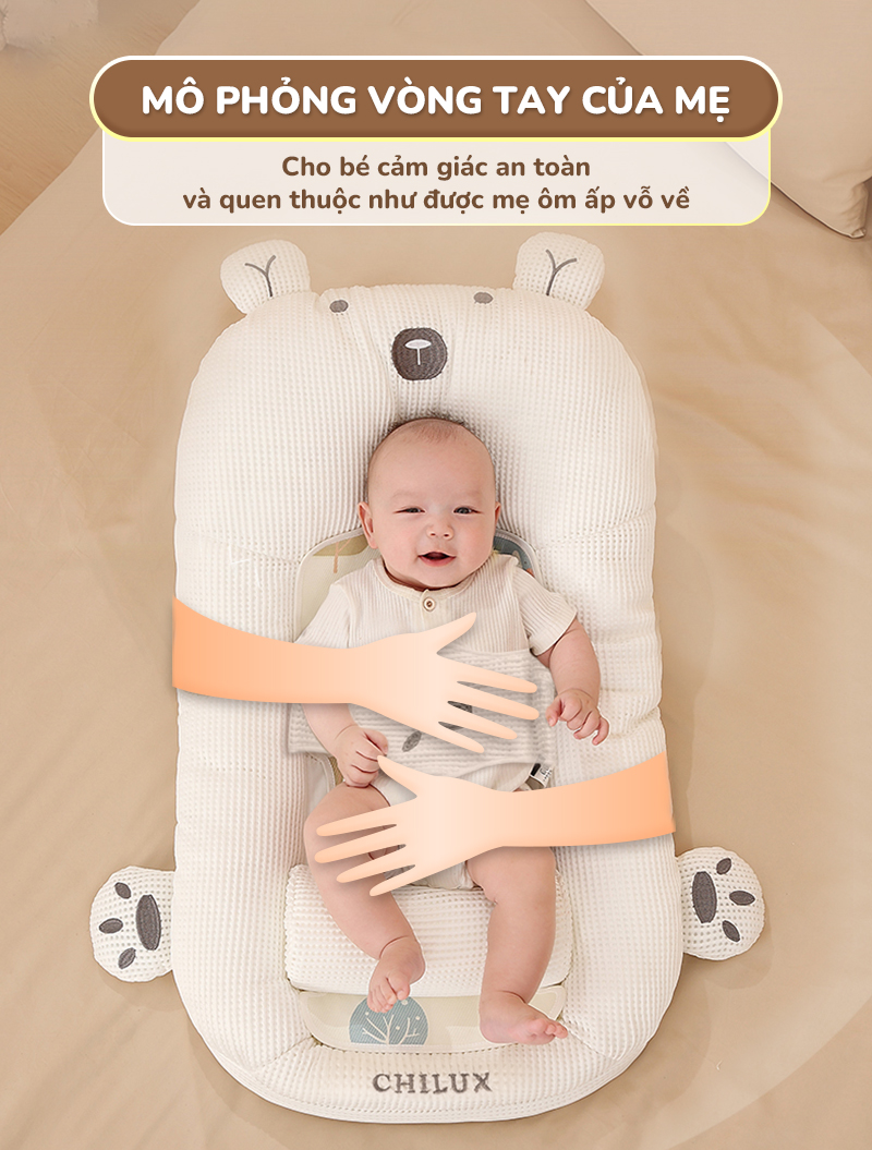 Mô tả Gối chống trào ngược cho bé gấu trắng Chilux - Thiết kế 3 nấc nghiêng tuỳ chỉnh, gối định hình - 7