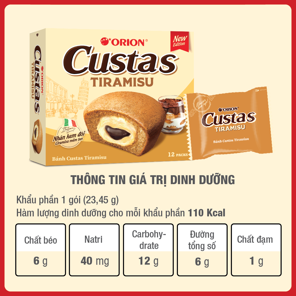 Mô tả Combo 2 Hộp 12 gói bánh Orion Custas 12P tiramisu (282G) - 2