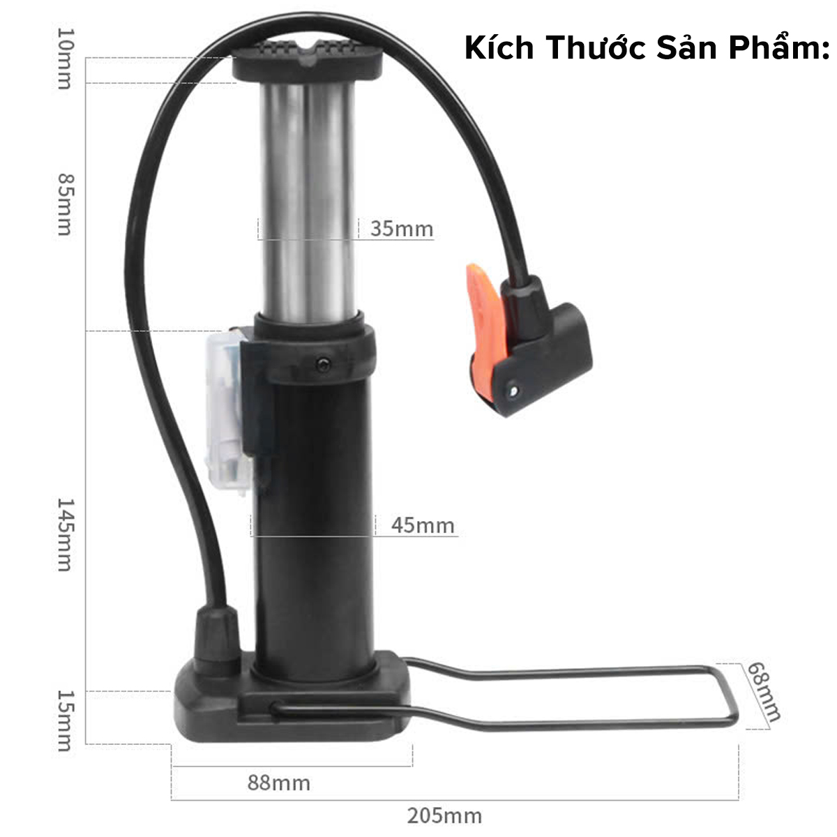 Mô tả Bơm Xe Đạp Bơm Xe Máy Nhỏ Gọn Đầu Van Đa Năng Bằng Hợp Kim Nhôm Cao Cấp Chính Hãng Amalife - 2