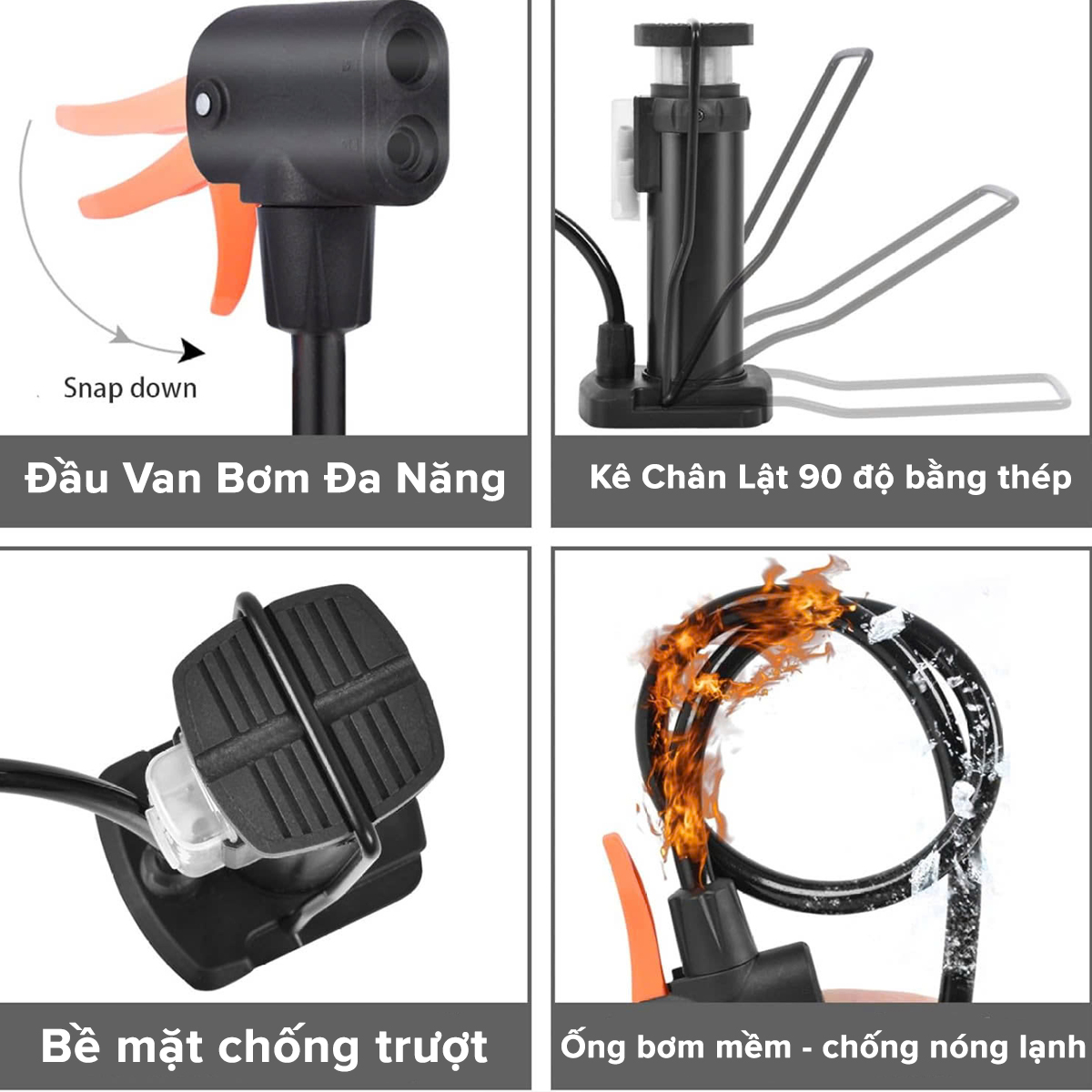 Mô tả Bơm Xe Đạp Bơm Xe Máy Nhỏ Gọn Đầu Van Đa Năng Bằng Hợp Kim Nhôm Cao Cấp Chính Hãng Amalife - 4