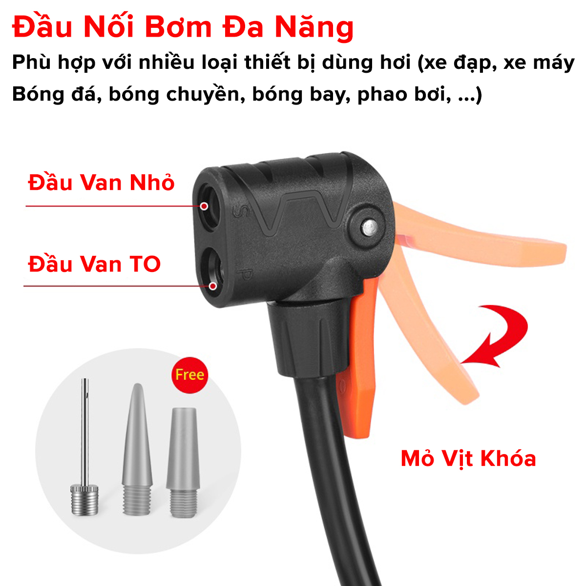 Mô tả Bơm Xe Đạp Bơm Xe Máy Nhỏ Gọn Đầu Van Đa Năng Bằng Hợp Kim Nhôm Cao Cấp Chính Hãng Amalife - 5