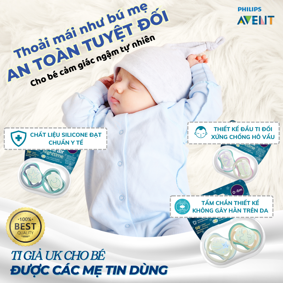 Ti Giả Avent Ultra Air Phát Sáng 0-18 Tháng