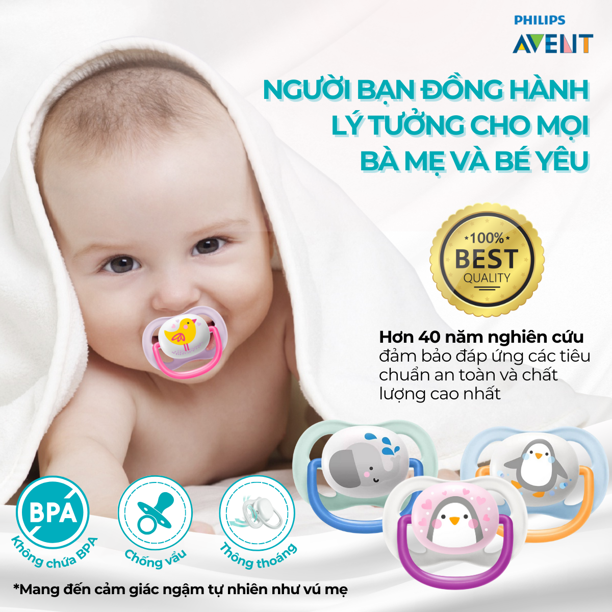 Mô tả Ti Giả Avent Ultra Air 0-6 Tháng, Núm Ty Ngậm Cho Bé Sơ Sinh An Toàn Mềm Mại Chính Hãng - 7