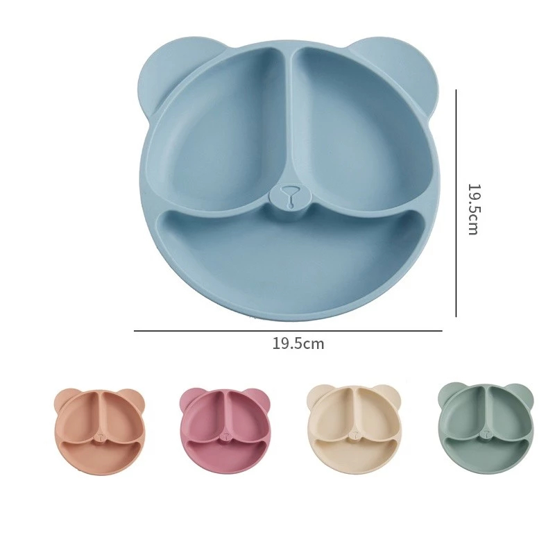 Mô tả Khay Ăn Dặm Silicon KidsWorld Có Đế Hít Chống Đổ Hình Gấu 3 Ngăn Cho Bé ăn dặm có thể tiệt trùng - 1