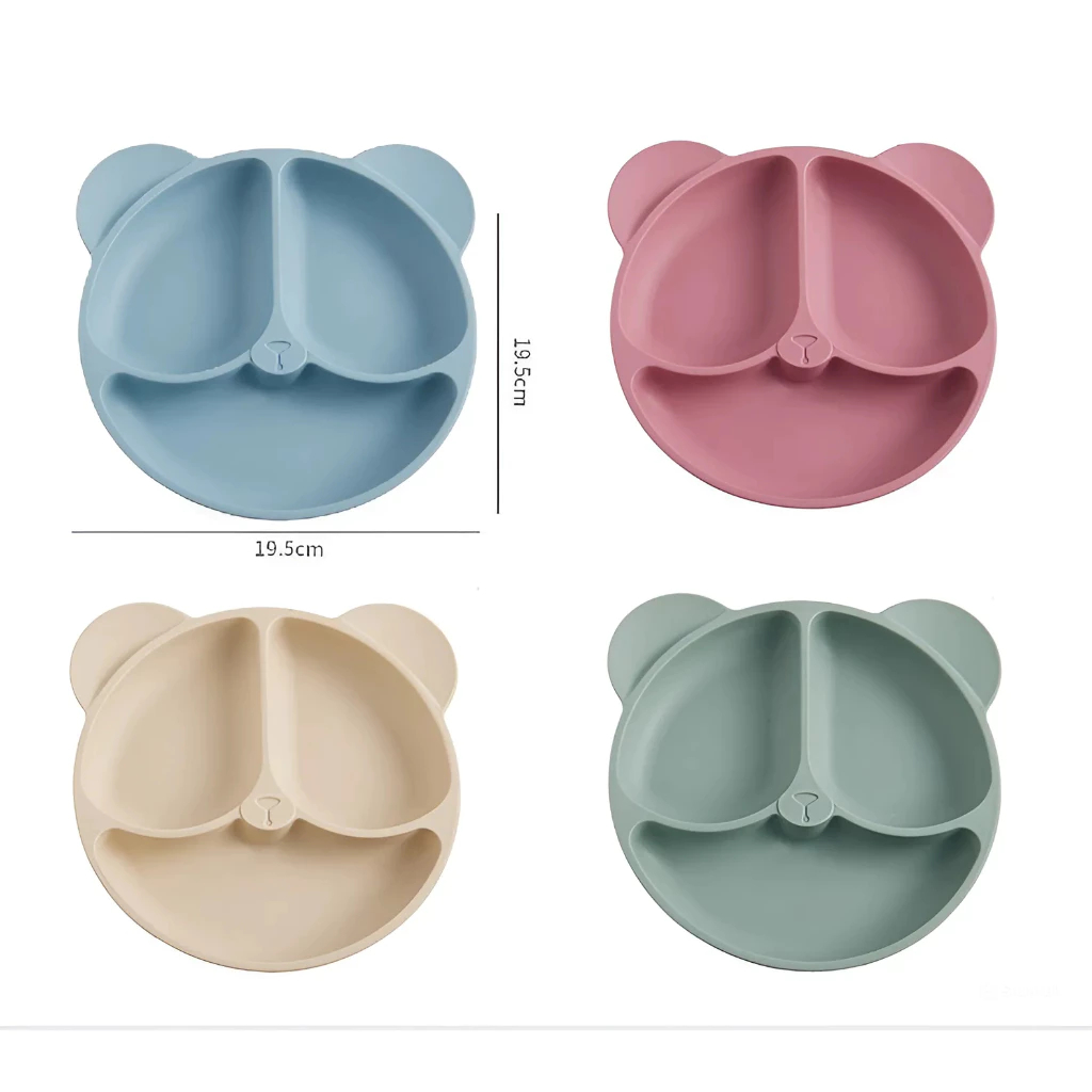 Mô tả Khay Ăn Dặm Silicon KidsWorld Có Đế Hít Chống Đổ Hình Gấu 3 Ngăn Cho Bé ăn dặm có thể tiệt trùng - 4