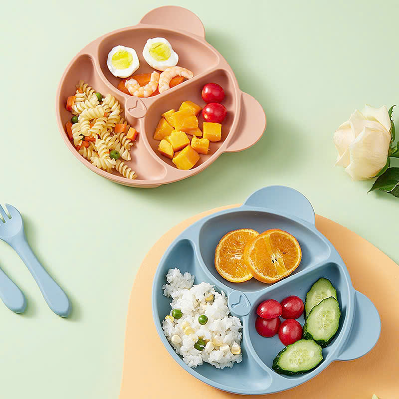 Mô tả Khay Ăn Dặm Silicon KidsWorld Có Đế Hít Chống Đổ Hình Gấu 3 Ngăn Cho Bé ăn dặm có thể tiệt trùng - 10