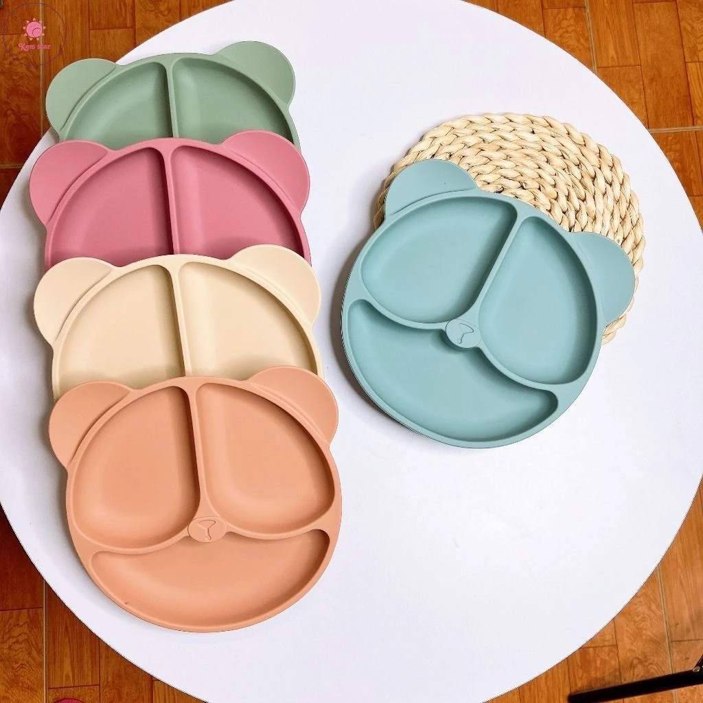 Mô tả Khay Ăn Dặm Silicon KidsWorld Có Đế Hít Chống Đổ Hình Gấu 3 Ngăn Cho Bé ăn dặm có thể tiệt trùng - 9